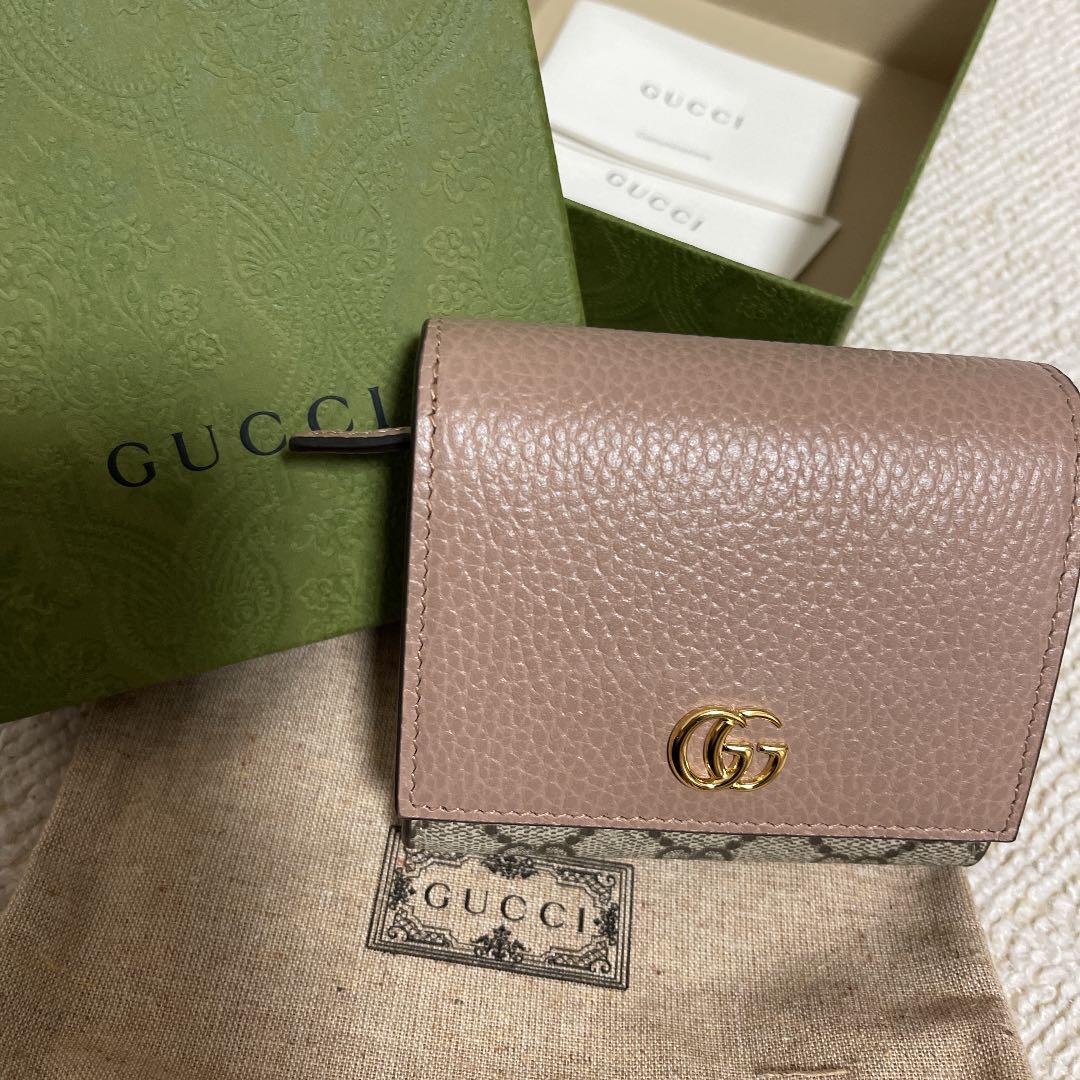 GUCCI グッチ GGマーモント レザー ウォレット ダスティピンク