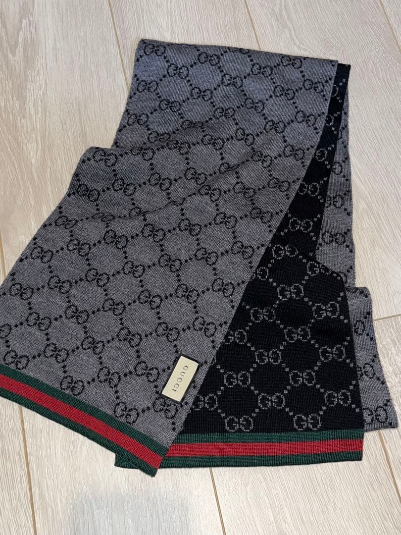 正規品 GUCCI GGパターン マフラー 黒