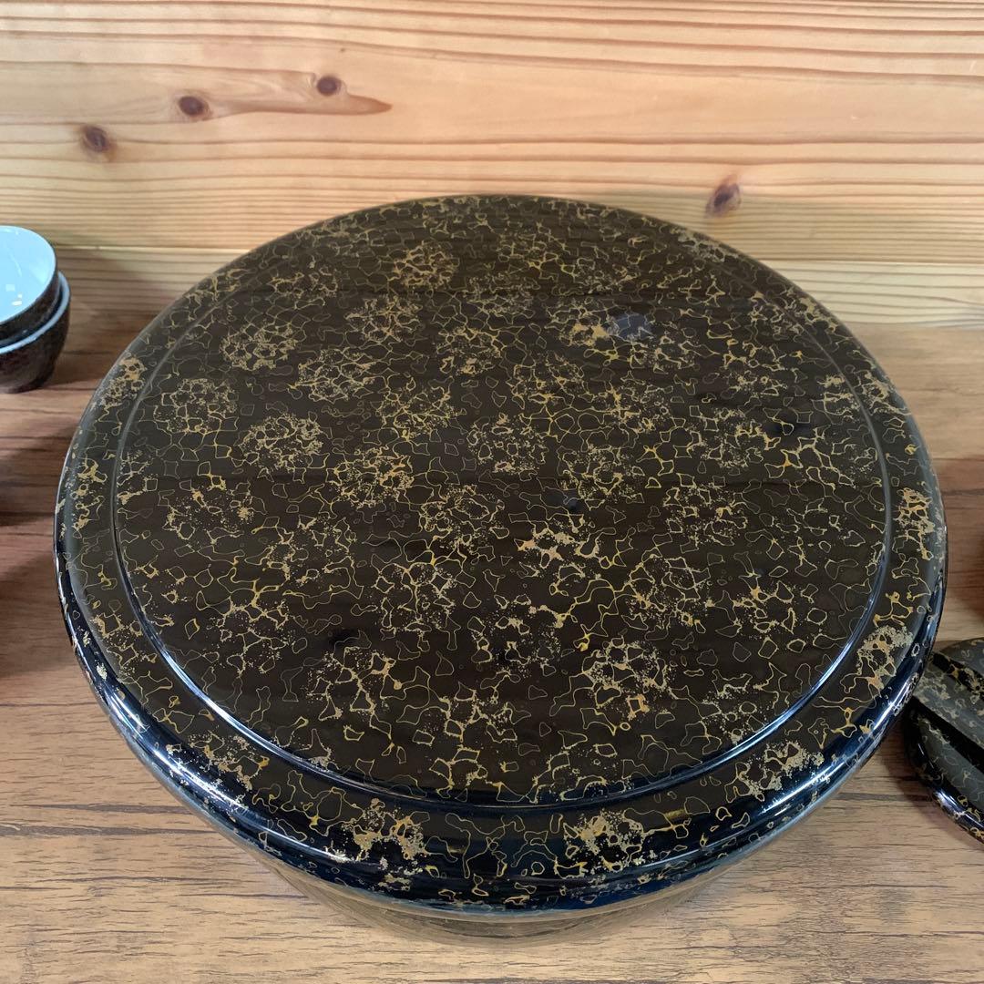 津軽塗　茶道具　唐塗　茶櫃　茶器　茶托　茶筒　セット