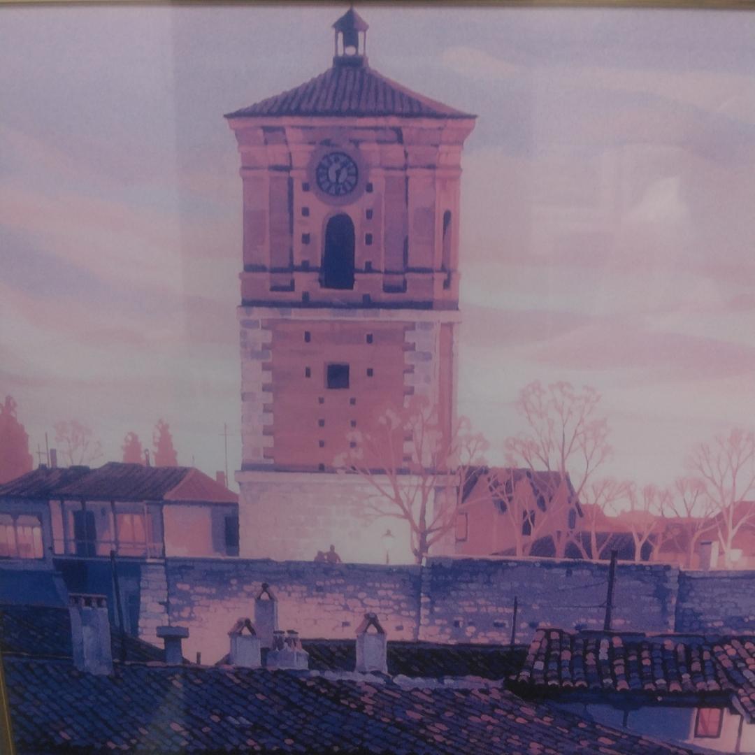 笹倉鉄平　マヨール広場　中古　大判　高級額装アートポスター