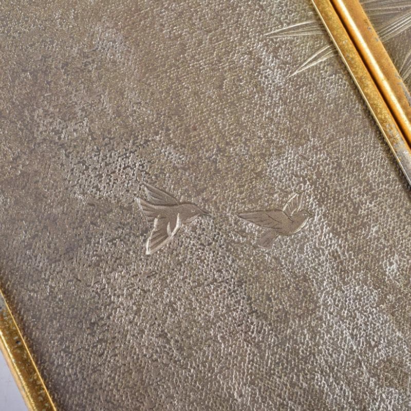 中国 古七宝琺瑯彩 花鳥文 卓上屏風 硯屏 M R8490