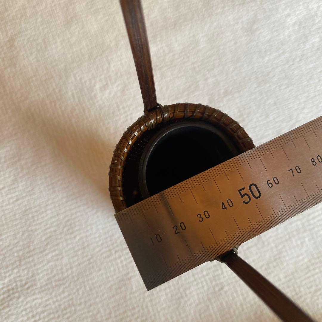 希少✨茶花 花入 竹細工 林真光 在銘 竹編手付 花籠 茶道具 華