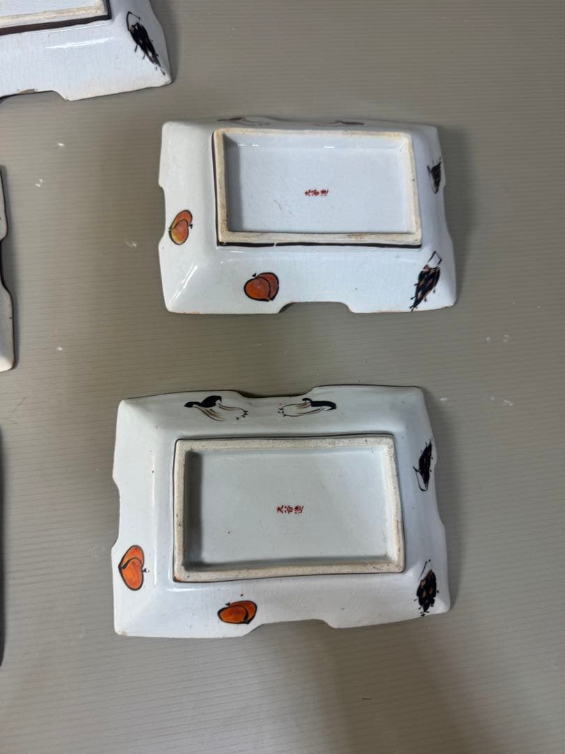 2374 九谷焼 角皿 5客 時代物