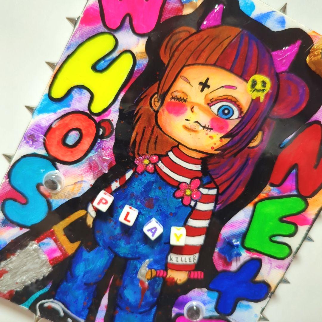 一点物イラストアート】Who´s next【F0号】現代アート,レジン