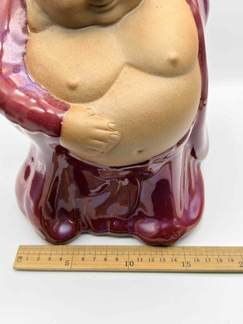 清时代 鈞窯紫紅釉弥勒菩薩窯変釉辰砂唐物古賞物(B-31)