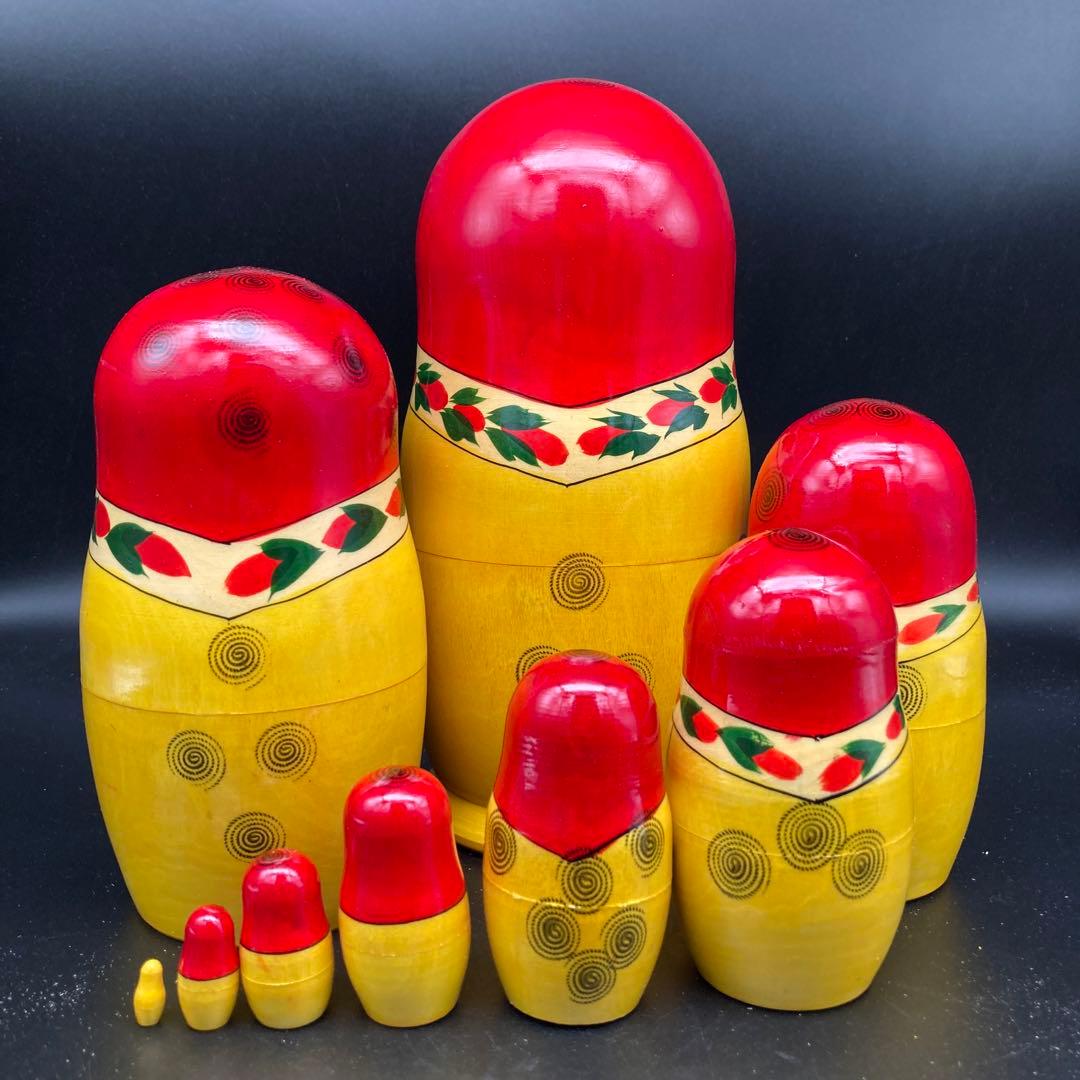 ☆インテリアに☆ロシア民芸品超巨大伝統柄マトリョーシカ9体A☆送料