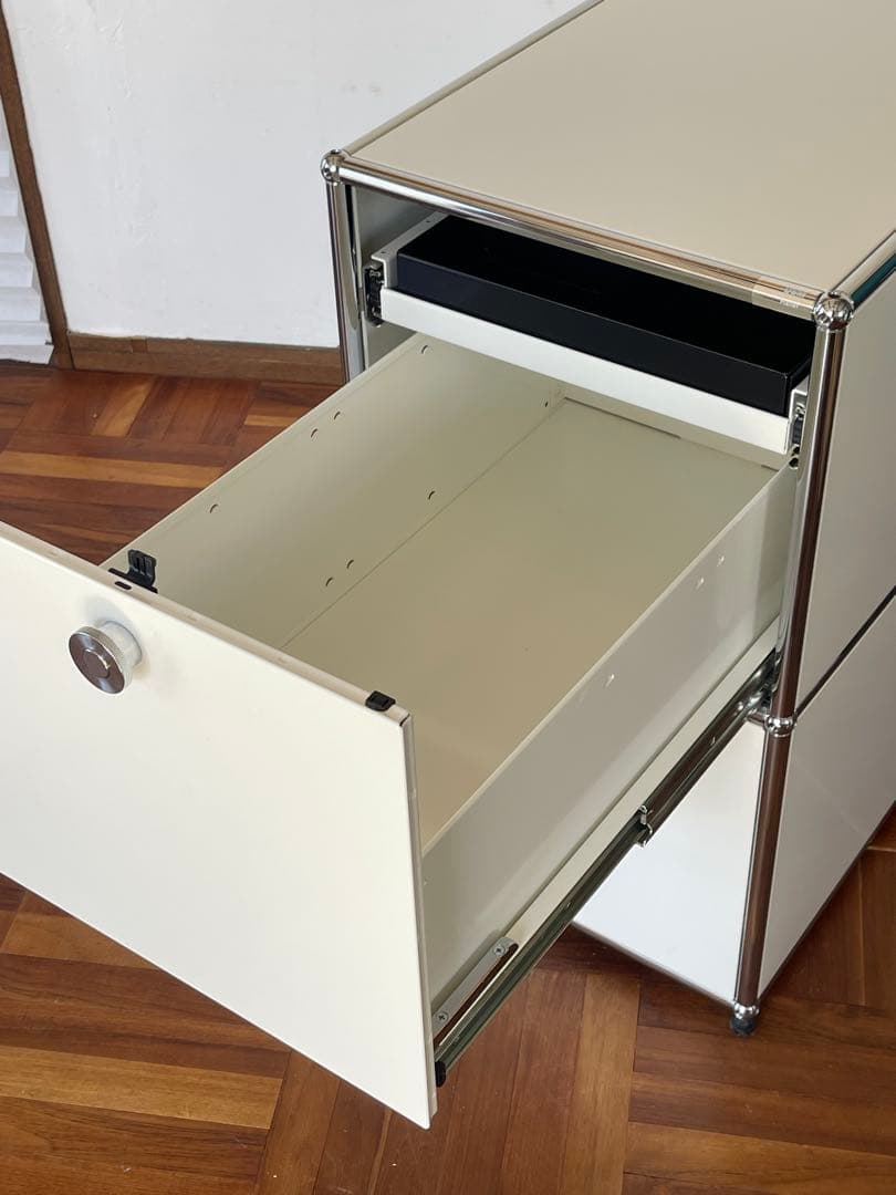 USM ハラー 1列 2段 デスク ワゴン キャビネット ピュアホワイト