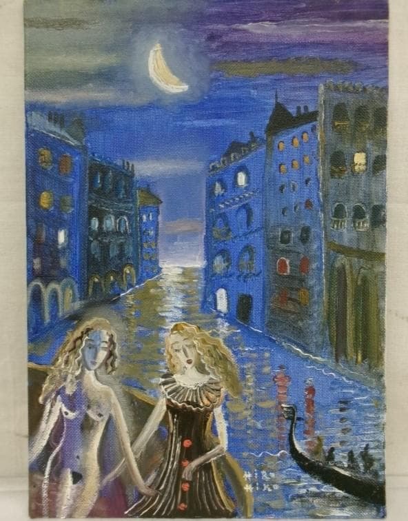 ◇織田広比古『ベネチアンブルーの夜』油彩◇検）織田広喜 宮永岳彦