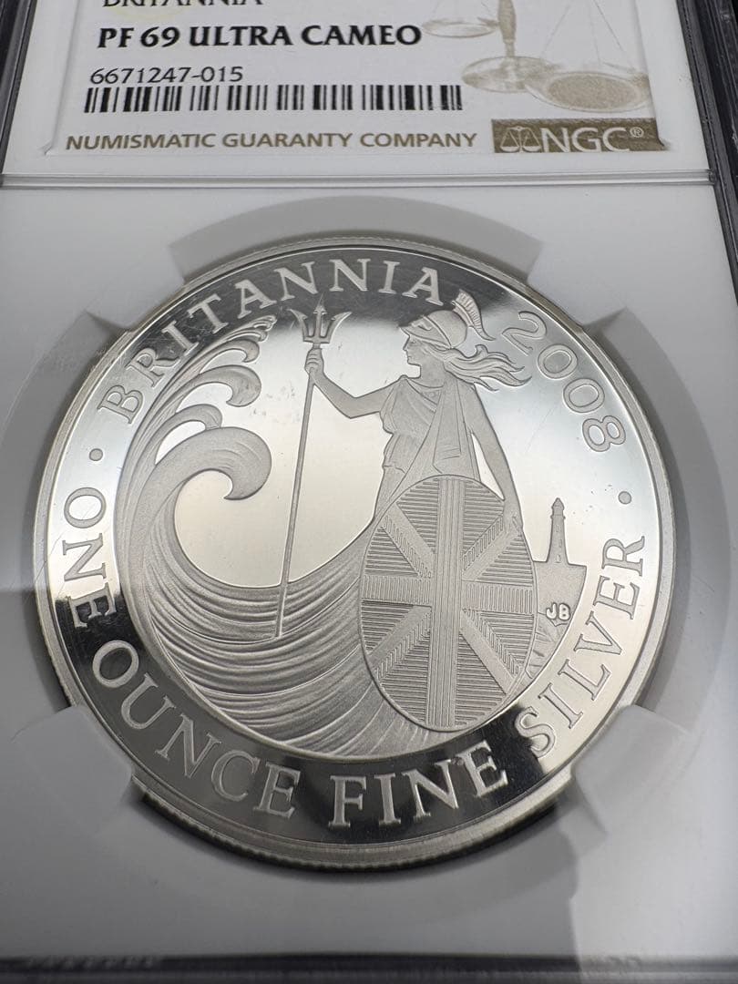 2008 ブリタニア 銀貨 NGC PF69UCウルトラカメオ スラブ欠けあり