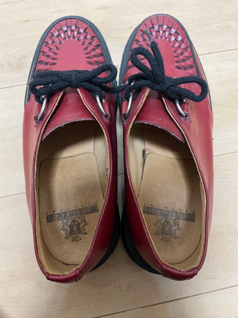 E COX ラバーソール ジョージコックス UK8 赤 レッド