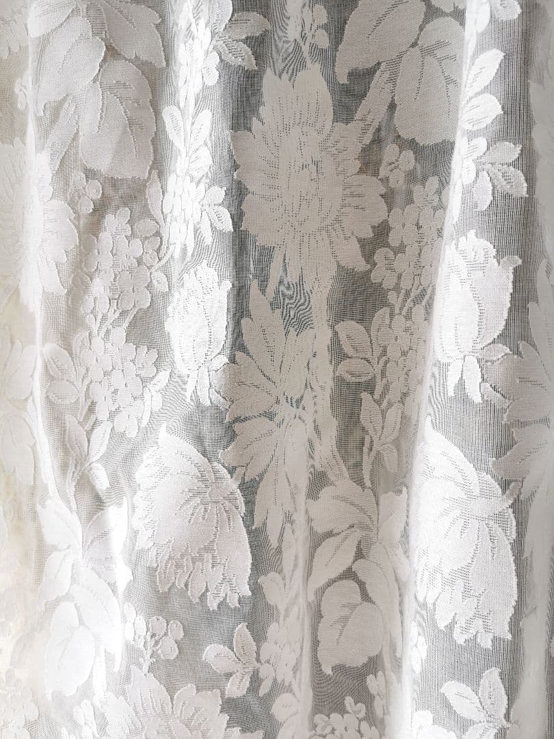 アンティークノッティンガムマドラスレース 向日葵 紫陽花ライラック