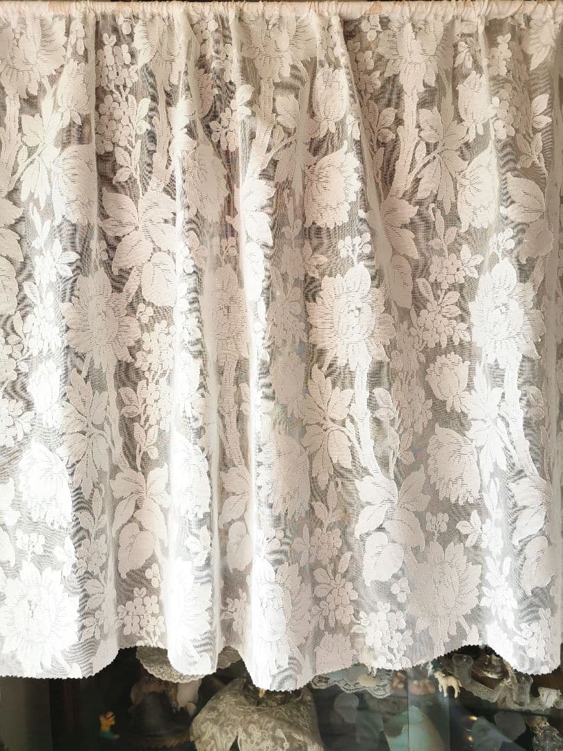 アンティークノッティンガムマドラスレース 向日葵 紫陽花ライラック