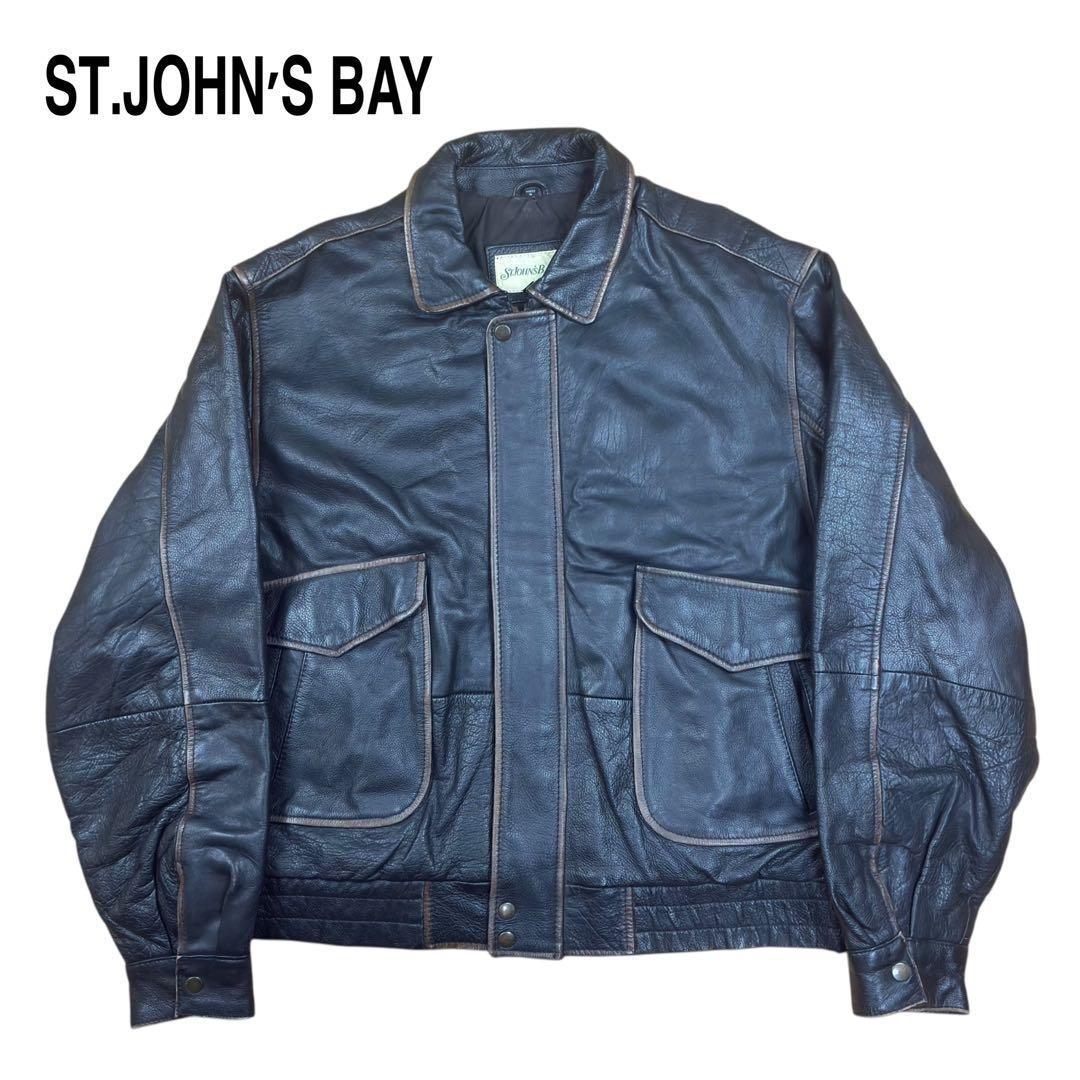 00s ST.JOHN'S BAY レザー ジャケット 本革 ブラック XL - メルカリ