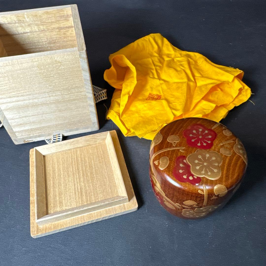 J18 送料無料 棗 木地中棗 梅 華遙 茶道具 漆芸 共箱 茶道 - メルカリ