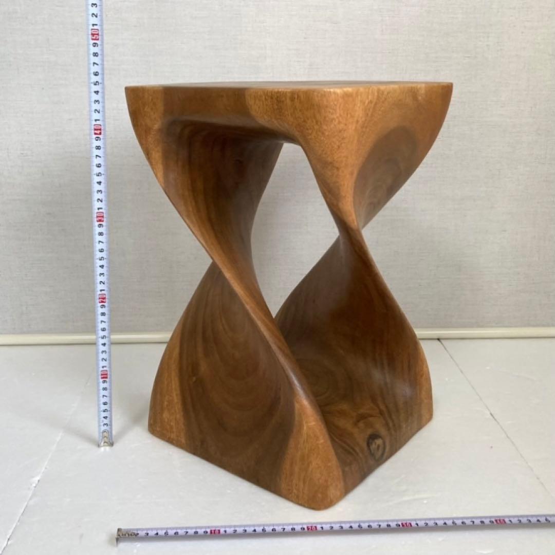 スツール 椅子 チェア 花台 木製 無垢材 ツイスト モダン アジアン 北欧