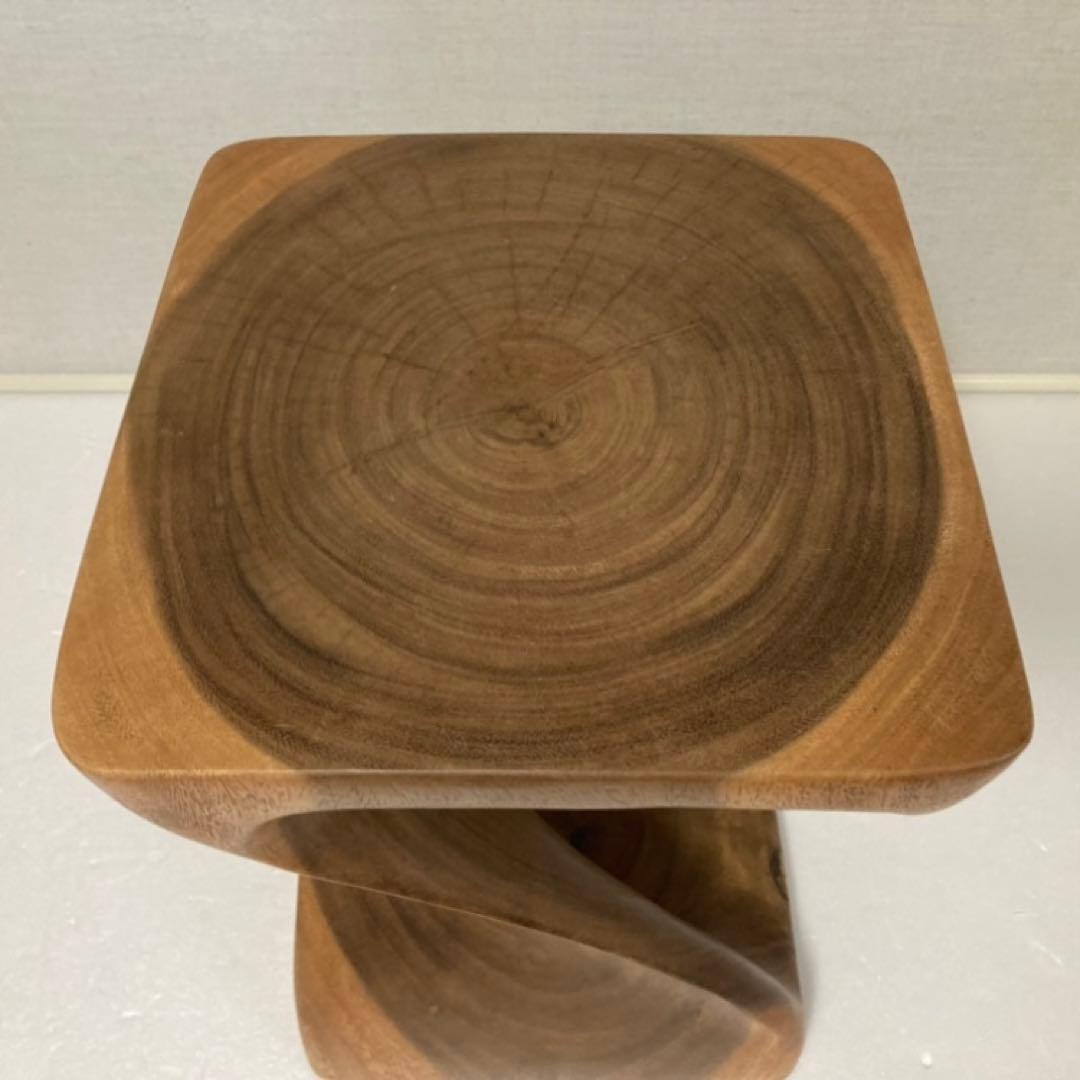 スツール 椅子 チェア 花台 木製 無垢材 ツイスト モダン アジアン 北欧
