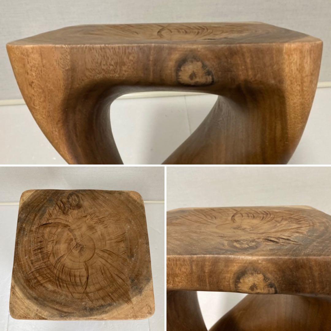 スツール 椅子 チェア 花台 木製 無垢材 ツイスト モダン アジアン 北欧