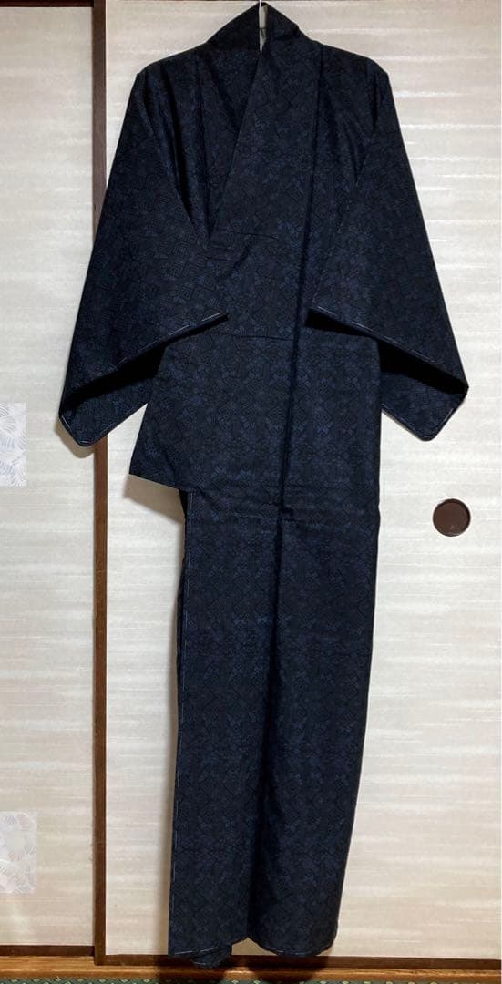 本場奄美大島紬 古代染泥染 雲取り 焦げ茶ブラック 証紙有り しつけ付き