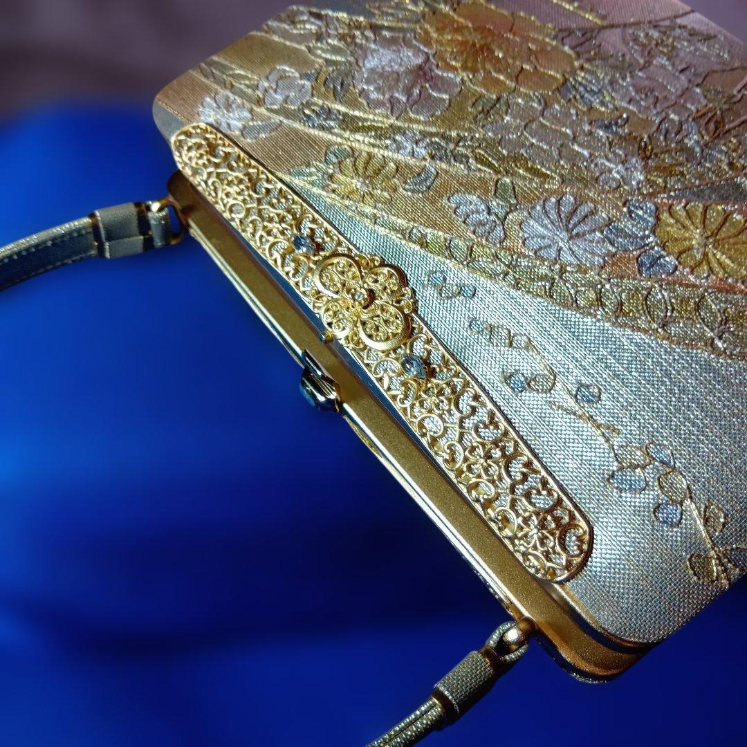 伊と忠　金色花柄刺繍和装用バッグと草履セット