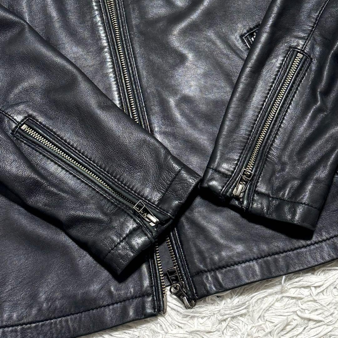 スタッドオム レザージャケット ライダース 4ポケット ジップアップ