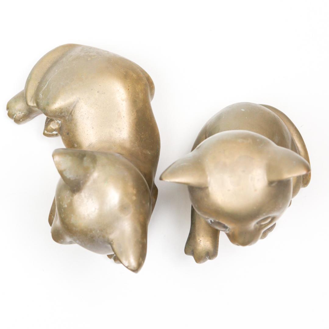 真鍮製 Brass 仔猫 2体 置物