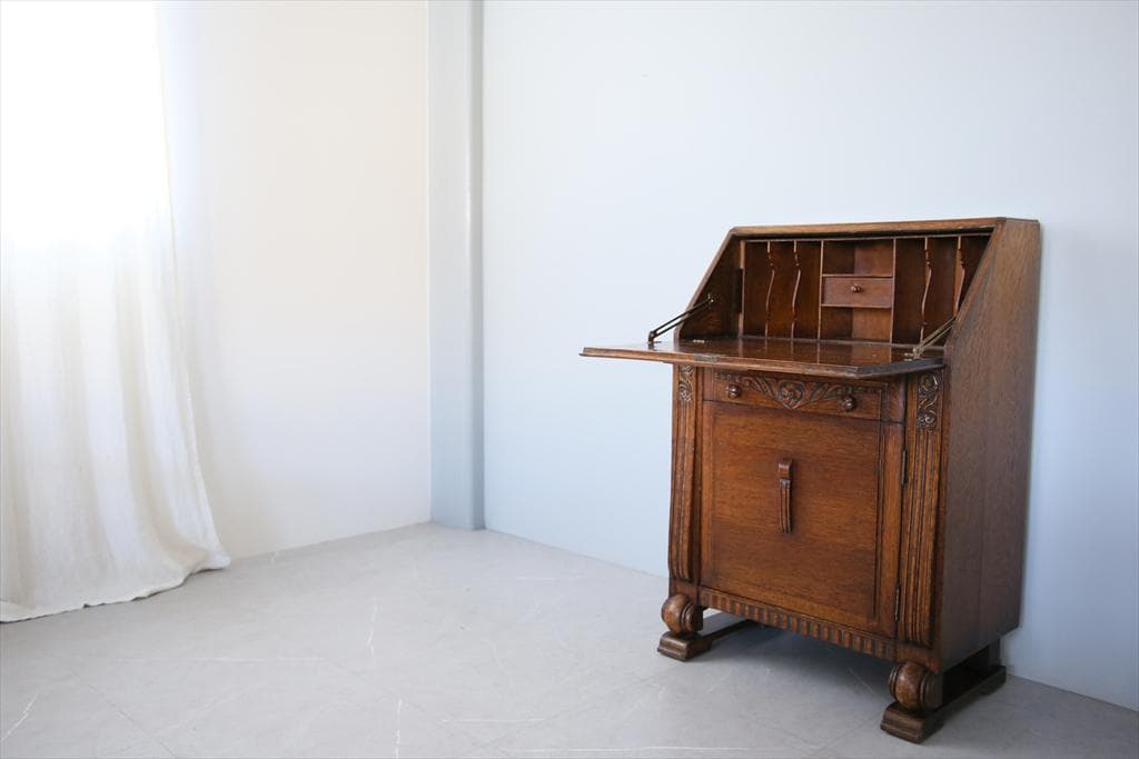 英国アンティーク木製ライティングビューロー/勉強机デスク/チェスト