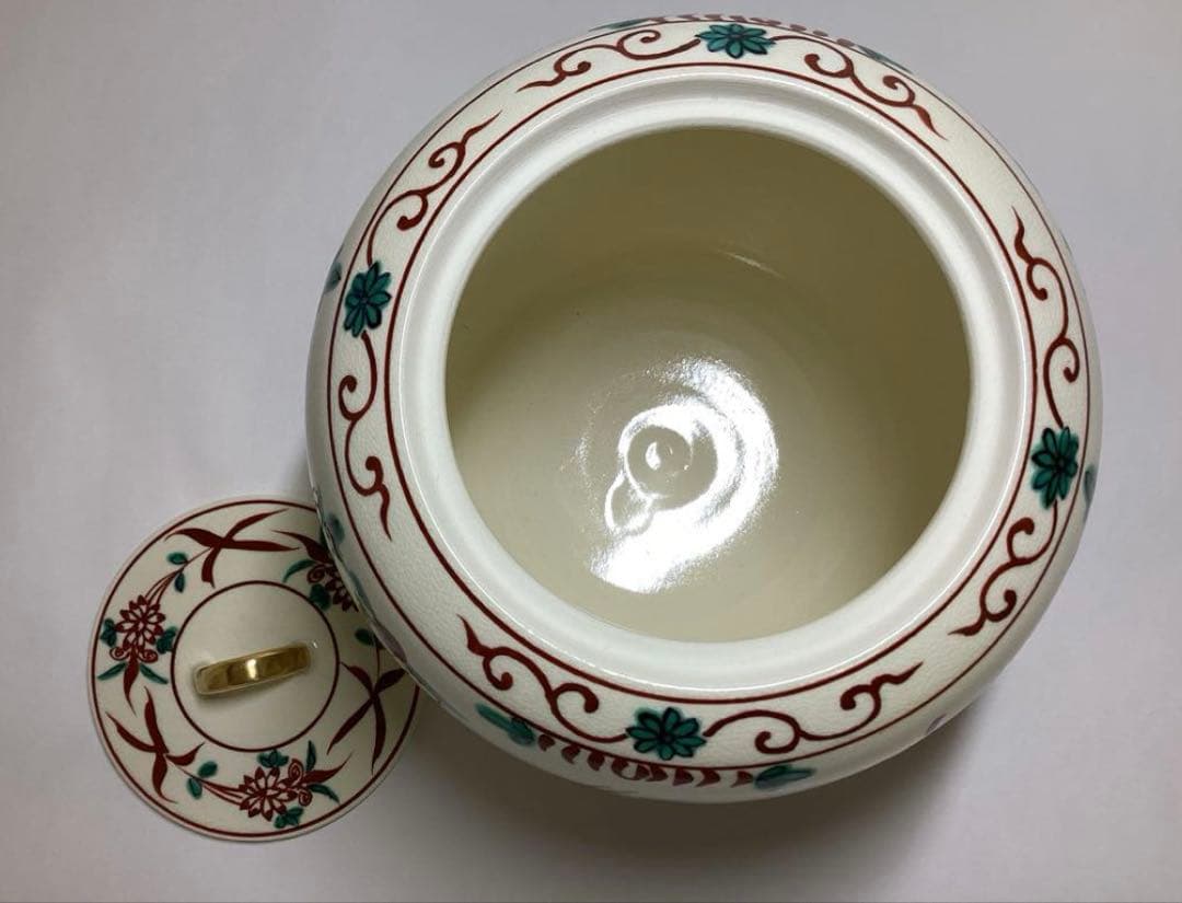 茶道具 古物品 水指 赤絵 丸 御室窯 木箱入