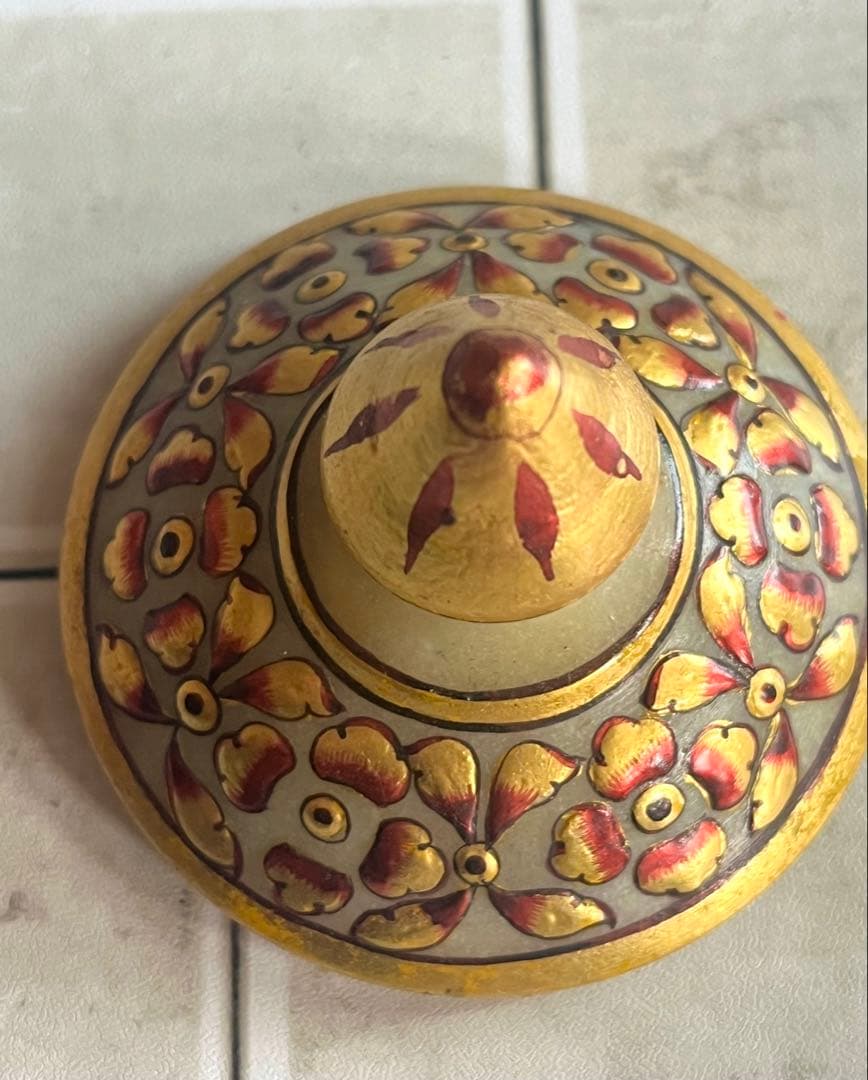 定価25, 手描き 象細密図 大理石 小物入 金彩仕上げ マハラジャ様式