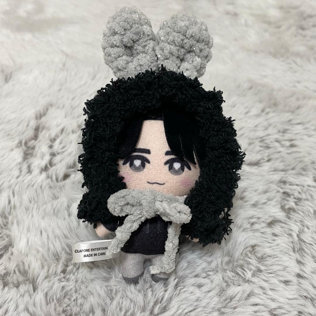 ちびぐるみ うさ耳ボンネット グレー ぬい帽子 ぬい服 10㎝ かぷっこ