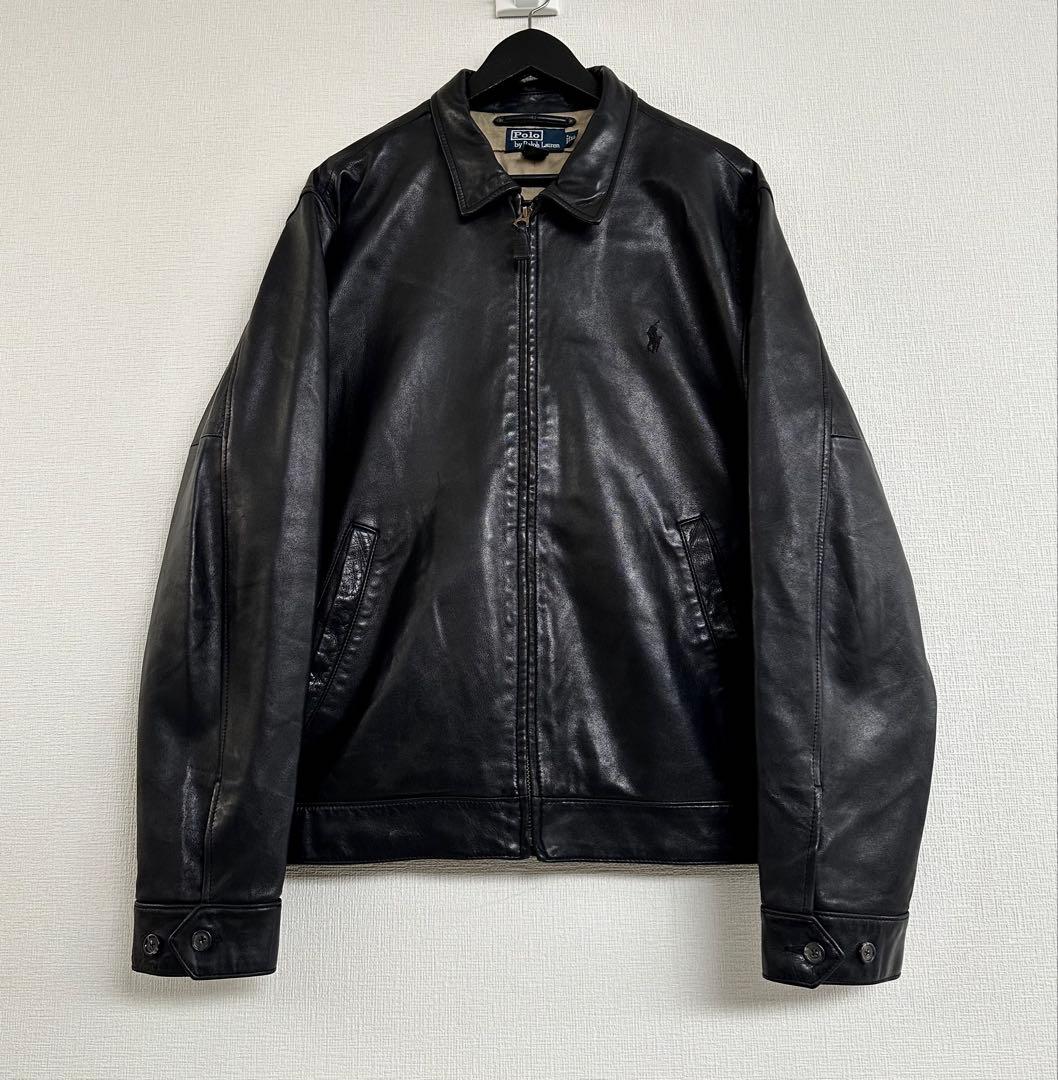 超スペシャル 90s ラルフローレン レザー ジャケット XLブラック 黒