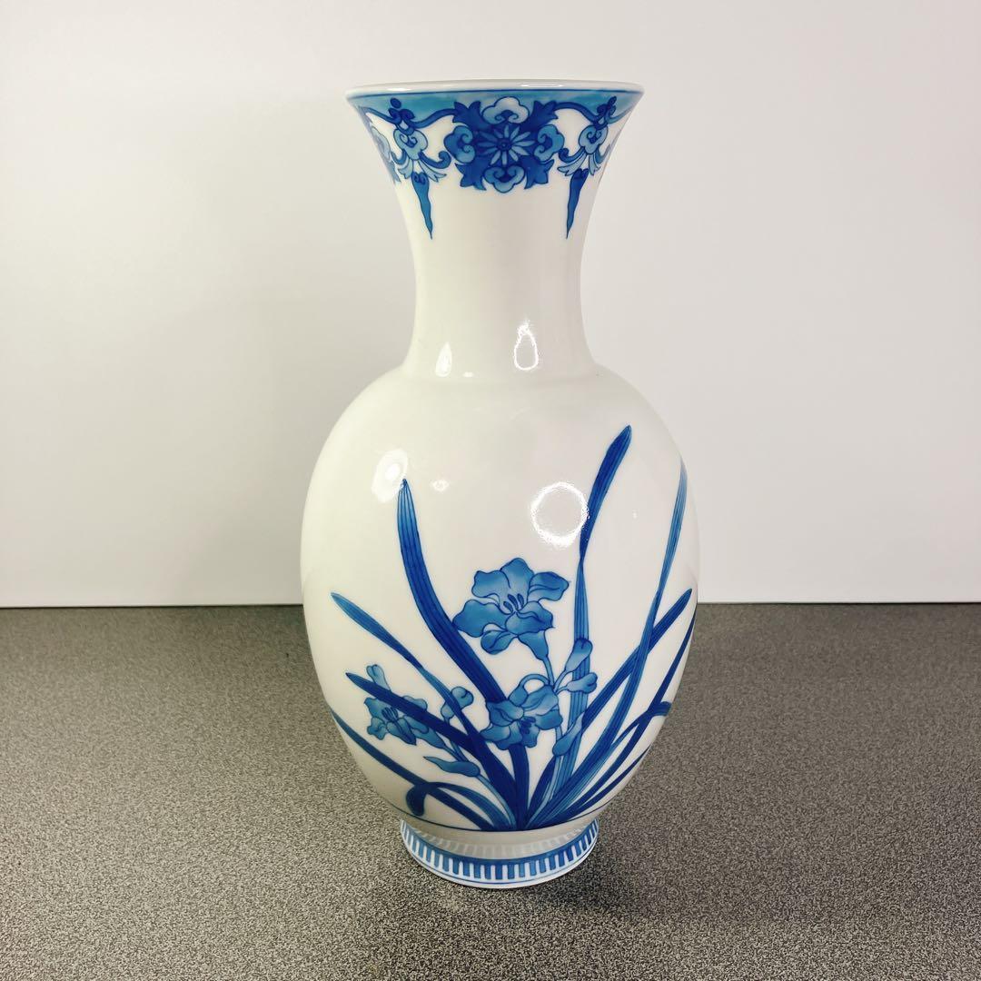 染付 花瓶 窯・作者不明 青絵 花文 25cm 壺 美品 - メルカリ
