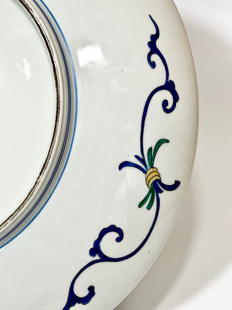 稀少 明治九谷の第一人者 松本佐平 松雲堂 五彩手流水草花文大皿