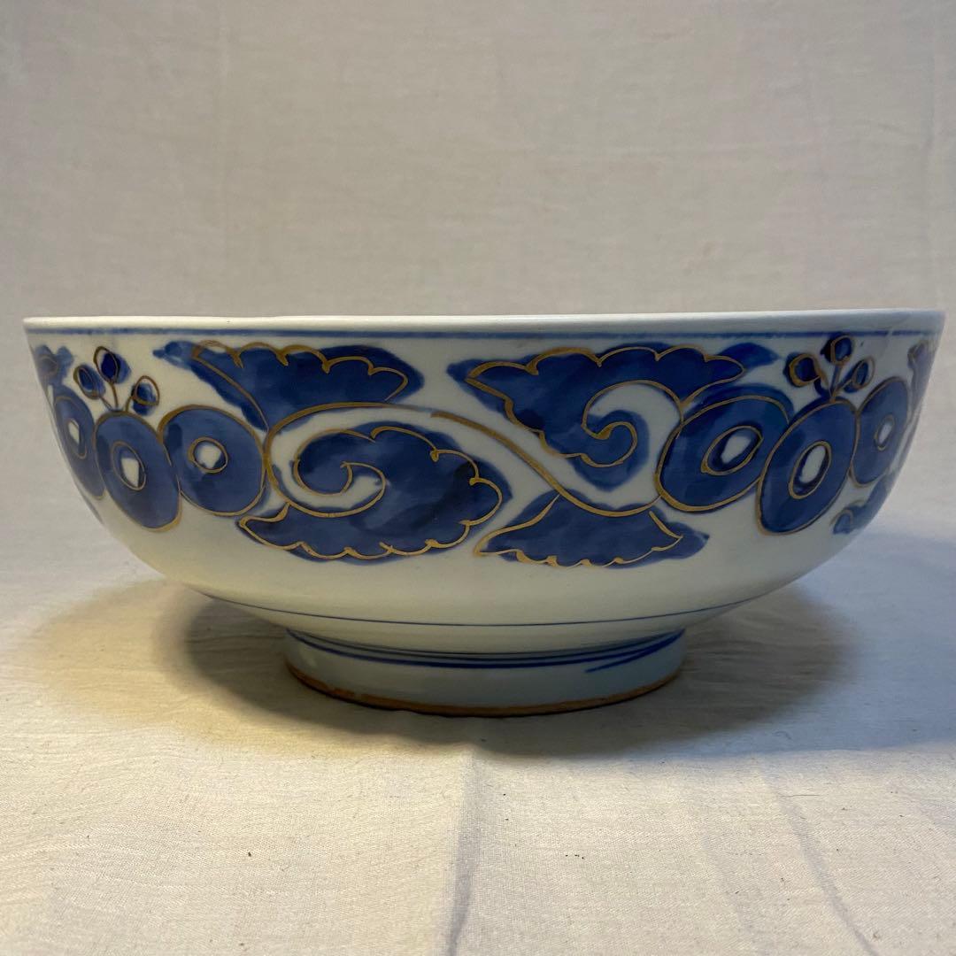 伊万里古伊万里大鉢花鳥の図染付金彩