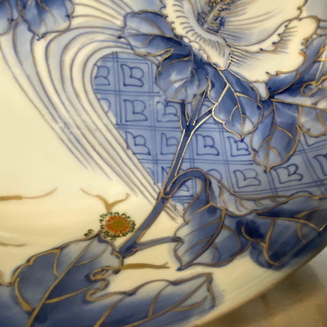 伊万里 古伊万里 大鉢 花鳥の図 染付 金彩