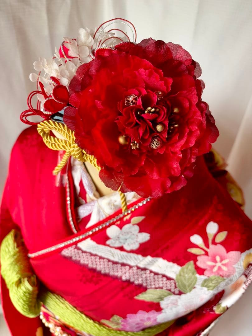 振袖 成人式 帯締め 帯揚げ 半衿 重ね襟 ワインレッド 黒赤桜正絹振袖