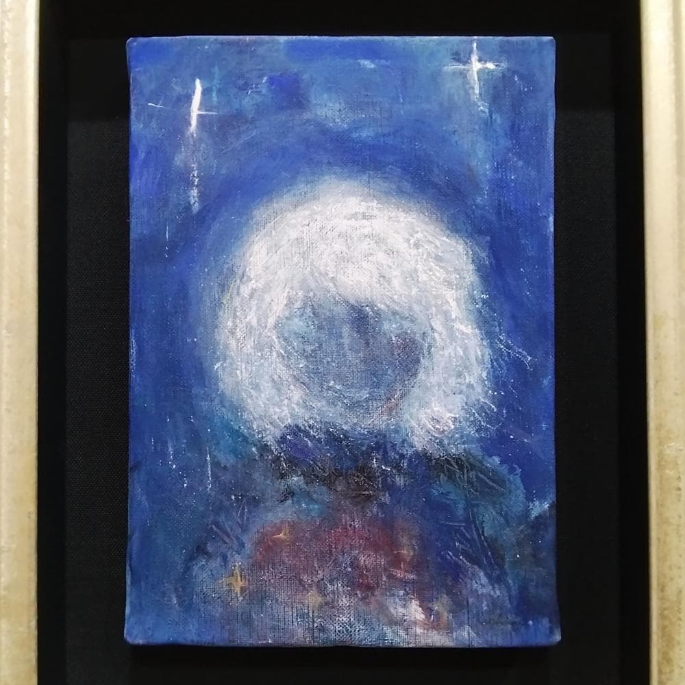 内野隆文　冬の旅　絵画　肖像画　キャンバスにアクリル　サムホール　現代美術　額縁