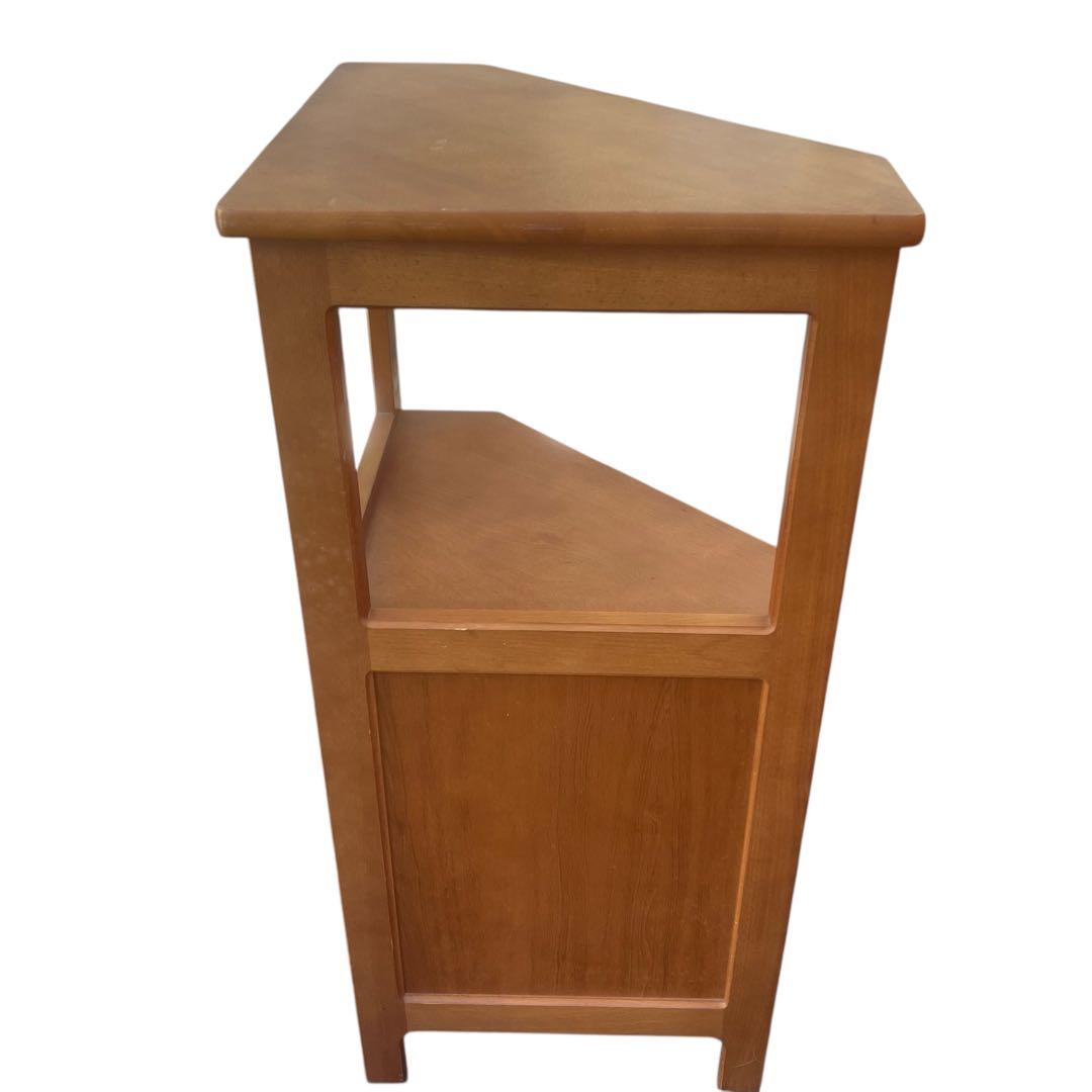 カリモク 三角コーナー ラック 棚 キャビネット 電話台 ビンテージ 籐