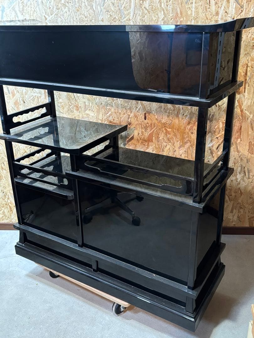 セール 井波唯志 輪島塗 梨地 蒔絵 牡丹 茶棚 金蒔絵 細密 螺鈿 日展作家