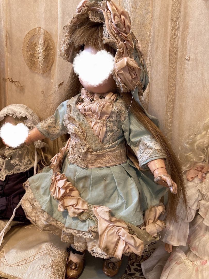 アンティークビスクドール ドレス&ボンネット