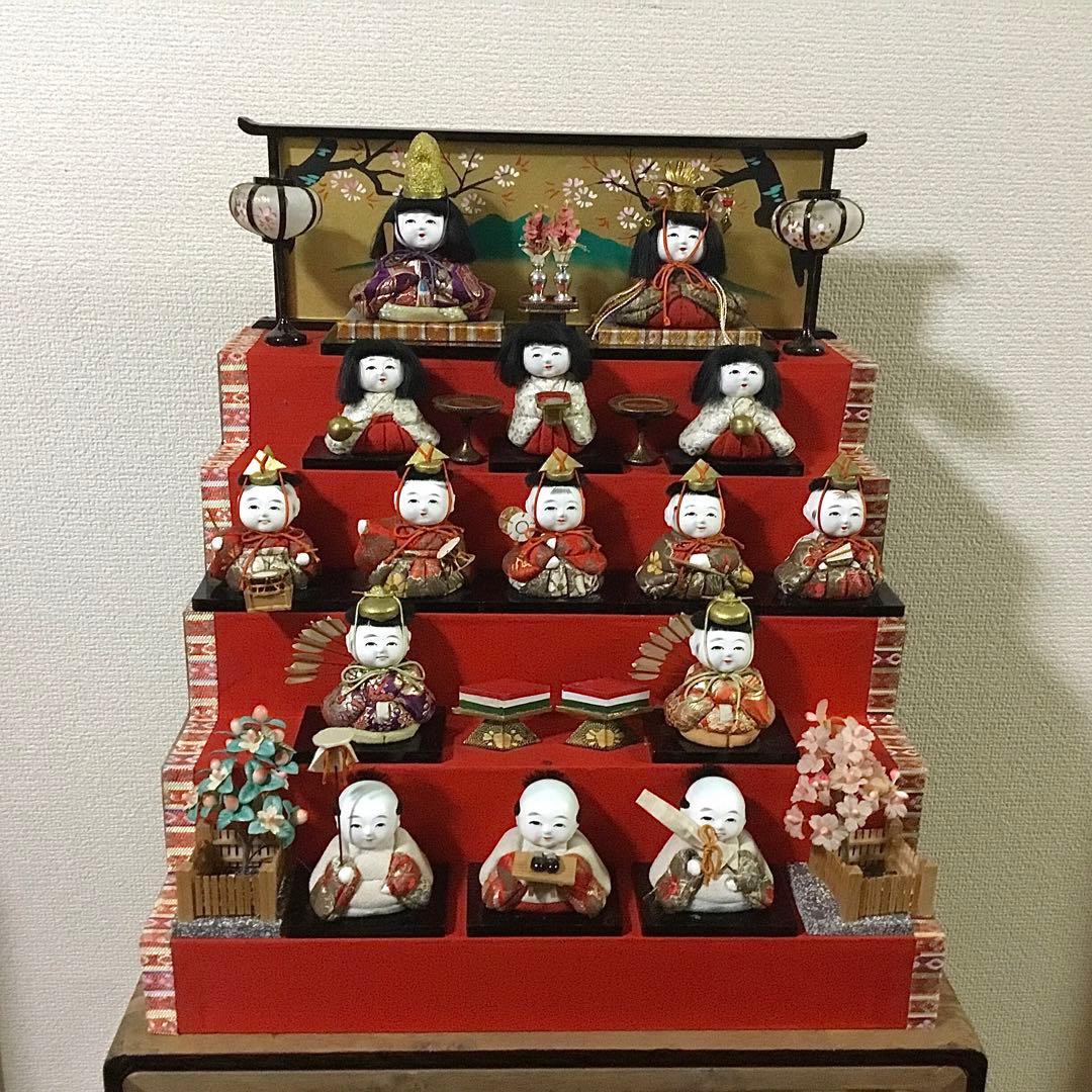 三越◆ミニ雛人形 ガラスケース入り◆ビンテージ 薬玉 木目込人形
