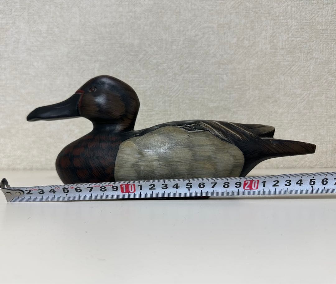 縁起物 天然木 カルガモ 鳥 木彫り置物 カモ 鴨 小鴨 水鳥 バード