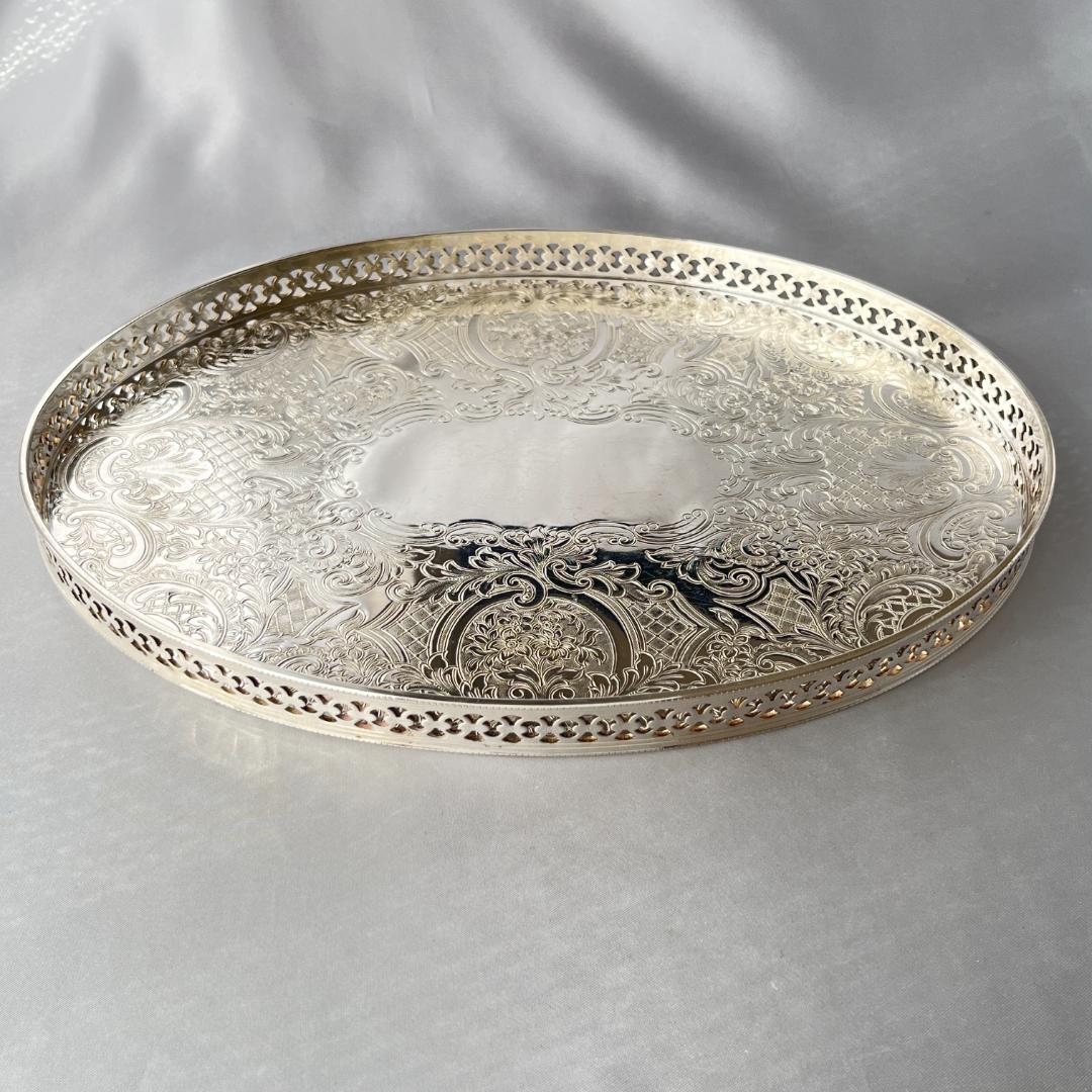 【Barker & Ellis】透かしのギャラリートレー/ドリンクトレー