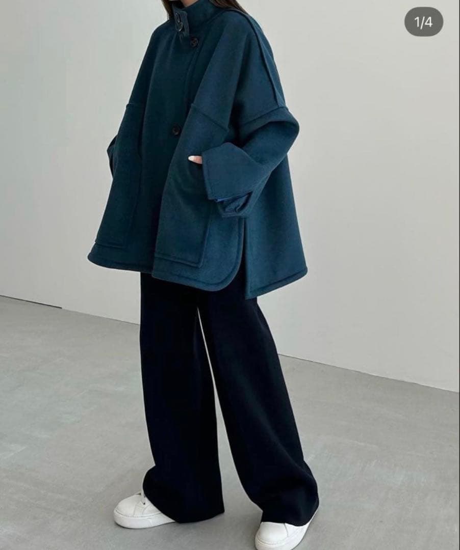 【美品】ふじあみ unof コート ブルー 美品】ふじあみ unof コート ブルー - メルカリ