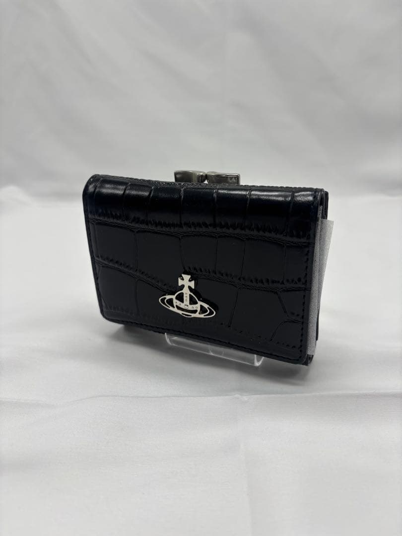 Vivienne Westwood ブラック クロコダイル柄　三つ折り財布 ヴィヴィアンウエストウッド 三つ折り財布 クロコダイル ミニ財布