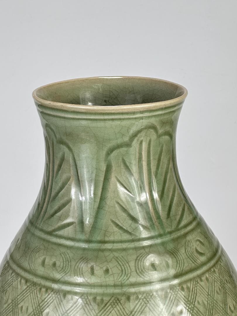 中国美術 龍泉窯 天龍寺 青磁 七官 花瓶 花器 時代 古物 唐物 明