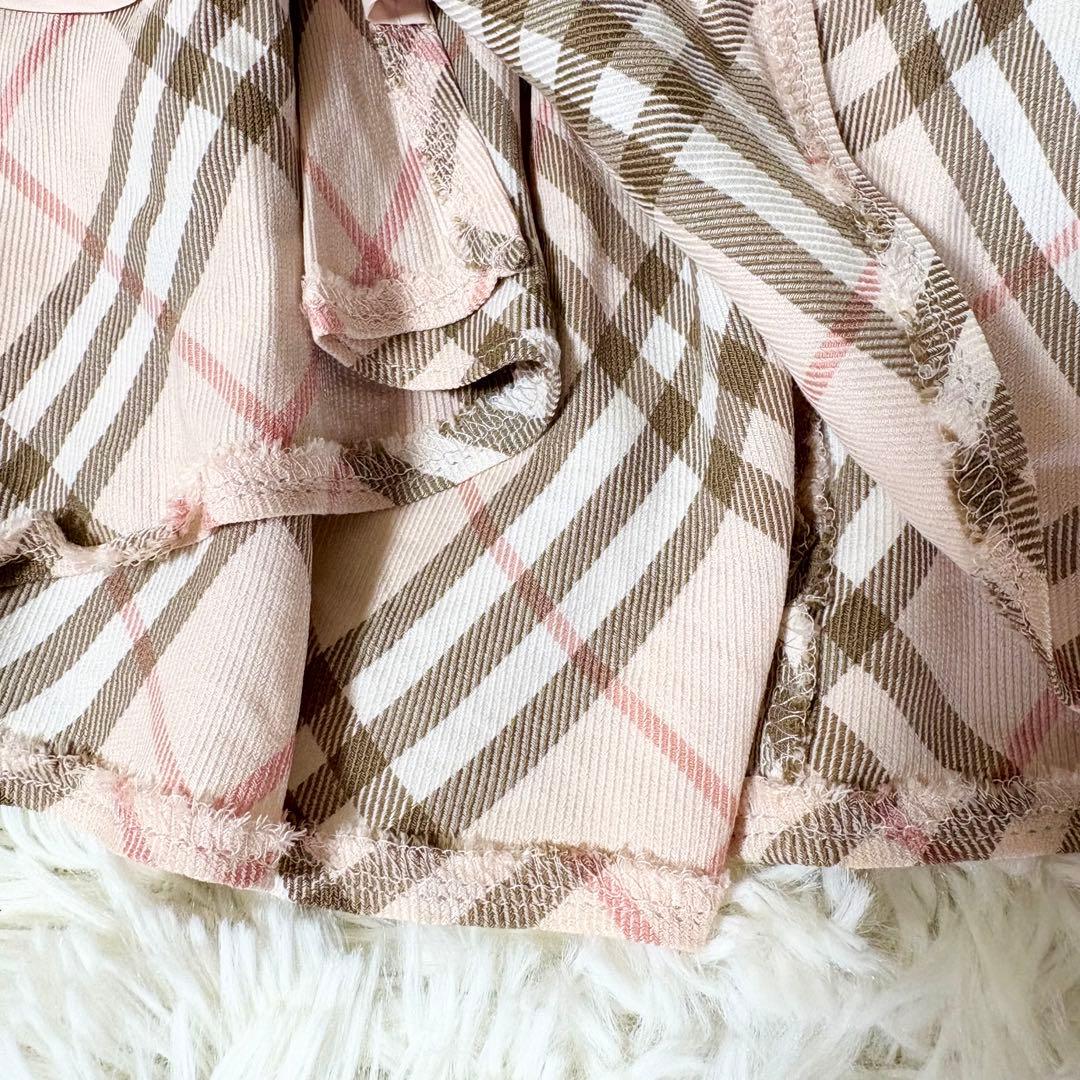 バーバリーブルーレーベル リボン ノバチェック フレア巻きスカート ピンク