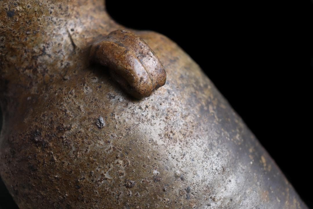 備前焼 人間国宝伊勢崎淳 耳付 花生 花入 陶芸