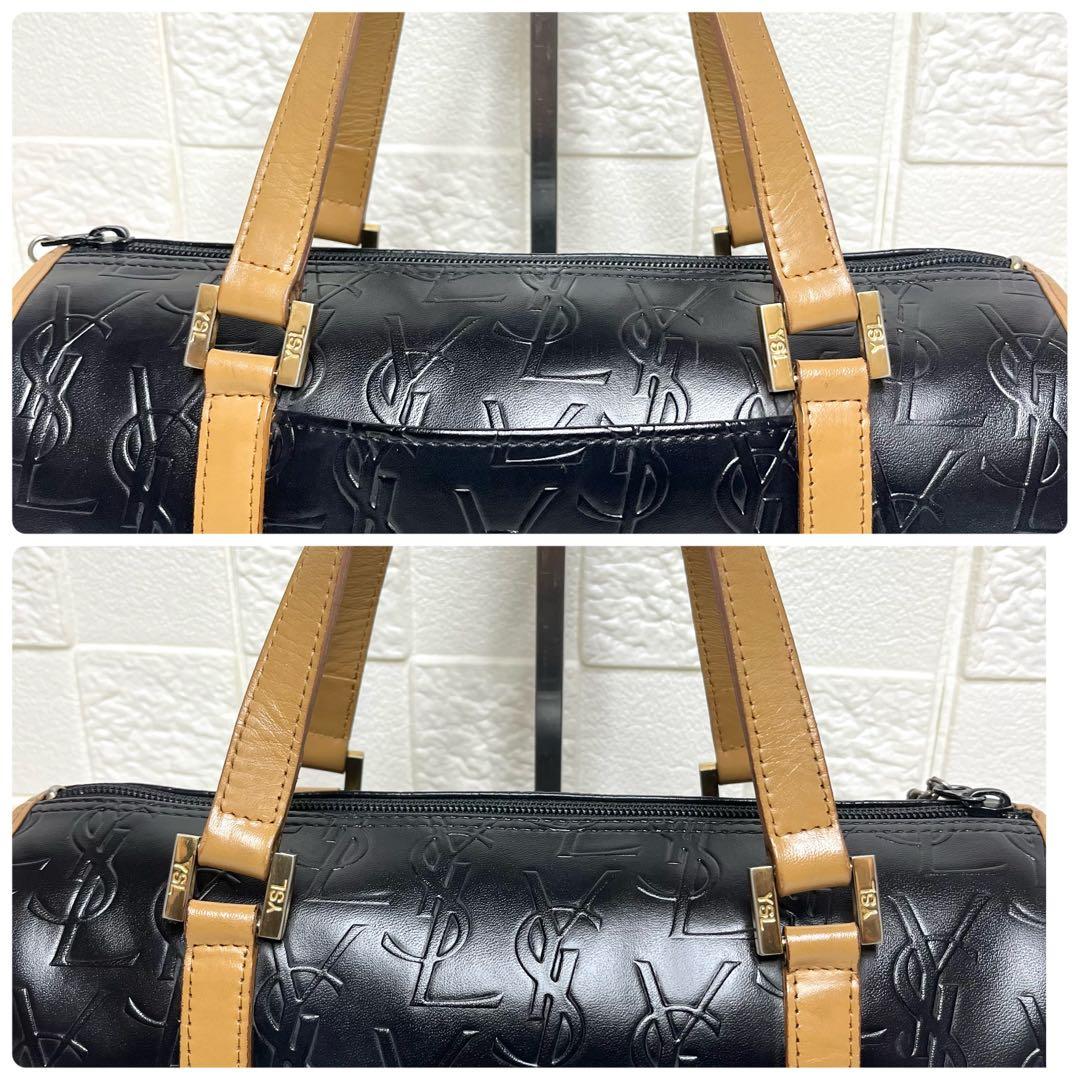 【入手困難】✨美品✨☘️イブサンローラン☘️✨ミニボストンバッグ✨YSL柄✨金具ロゴ