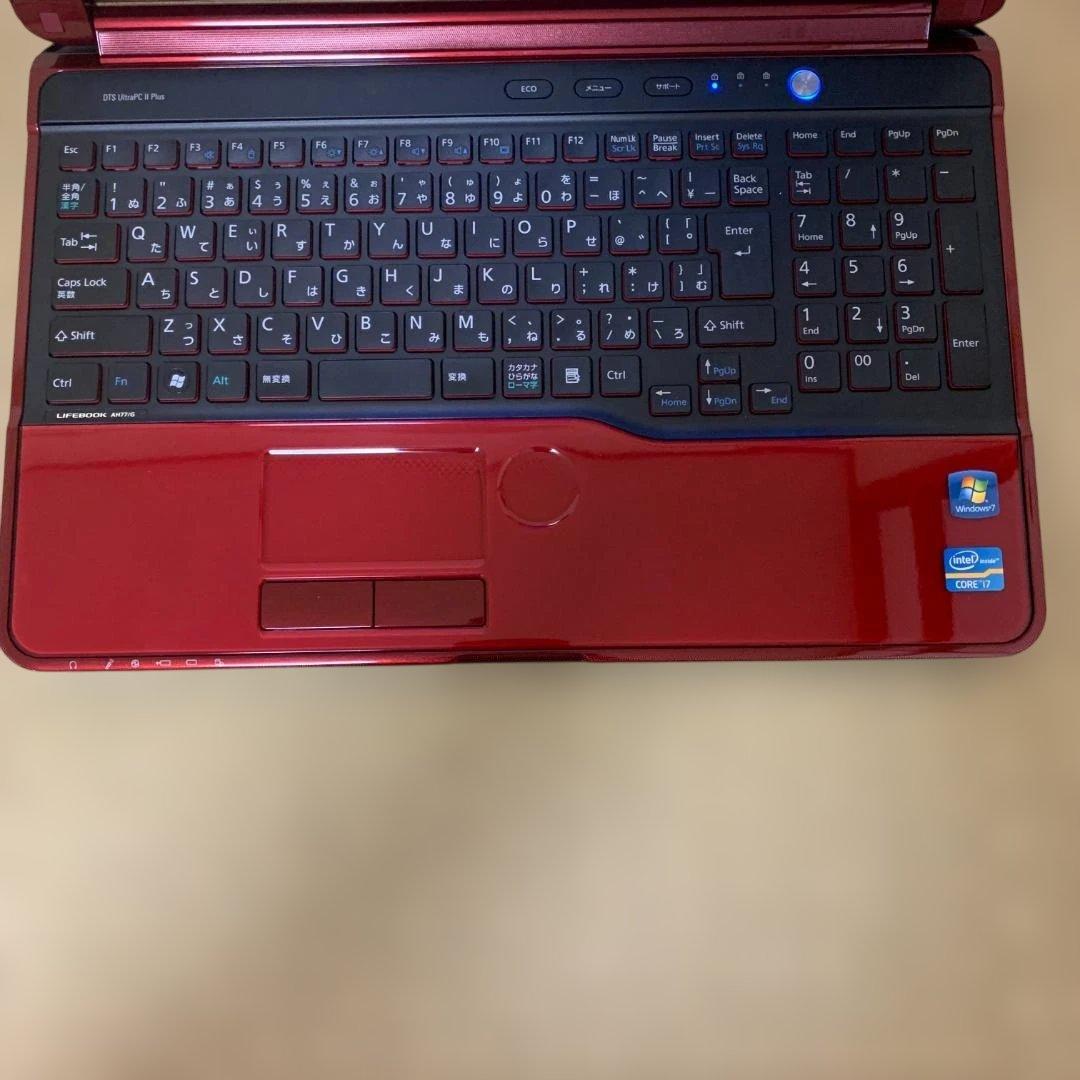 FUJITSU ノートPC AH77/G ワインRED 爆速SSD 高速i7