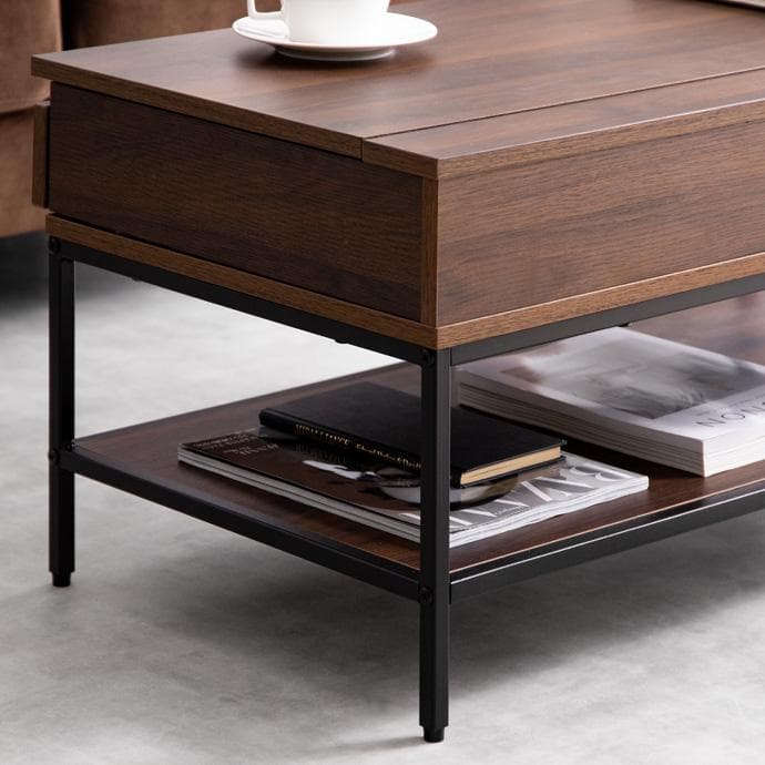 【幅80cm】昇降式テーブル 小さめ 昇降テーブル コンパクト【ブラウン】